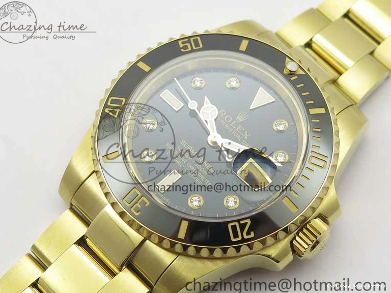 AAA Replica Watches Bracelet SA3135 3010 Black Diam Black Maker 1:1 Dial Bp 116618 Edition V on Ceramic 316L Submariner YG Supportive LN Best 0105